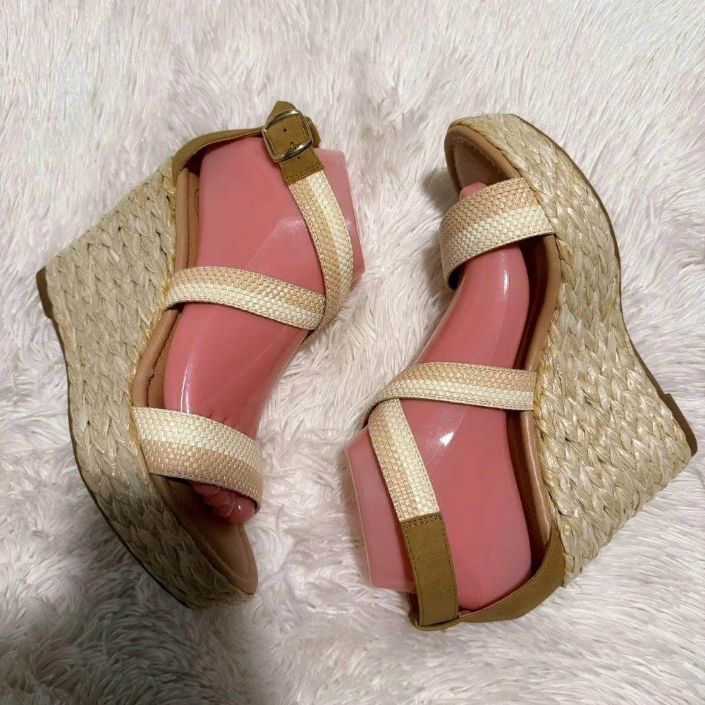 Tan Wedge Sandals